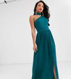 Little Mistress Tall Satin Maxi Dress In Teal