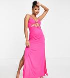 Asos Design Petite Strappy Detail Jersey Beach Maxi Dress In Pink