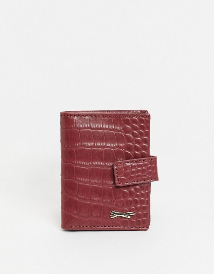 Paul Costelloe Leather Flap Over Card Holder In Red Croc
