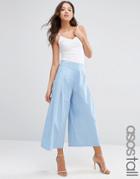 Asos Tall Pleat Front Woven Culotte Trouser - Blue