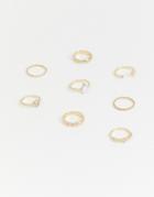 Asos Design Pack Of 8 Rings In Stargazer Design In Gold - Gold
