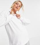Asos Design Maternity Boxy Polo In White-grey