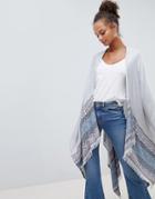 Qed London Border Print Poncho - Pink