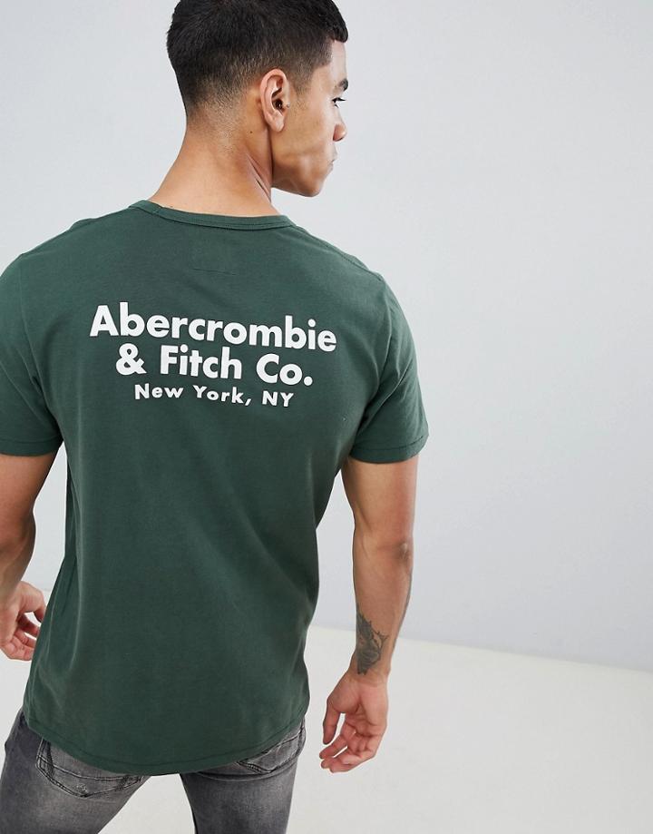 Abercrombie & Fitch Address Logo Back Print T-shirt In Green - Green