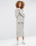 Asos Lounge Midi Skirt In Knit Co-ord - Pink