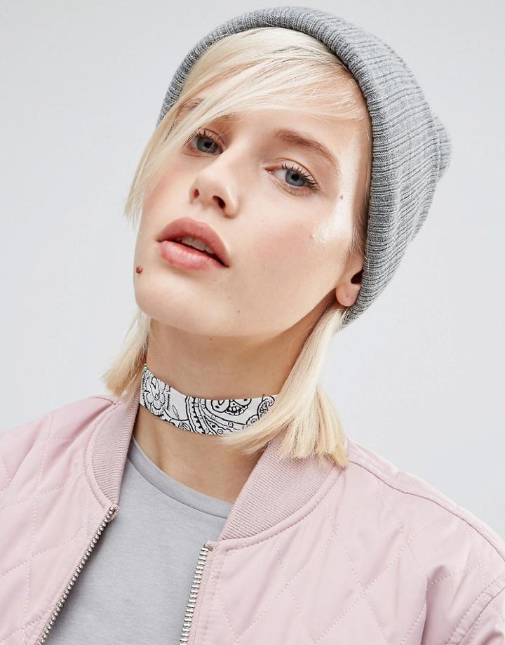 Asos Paisley Choker Necklace - White