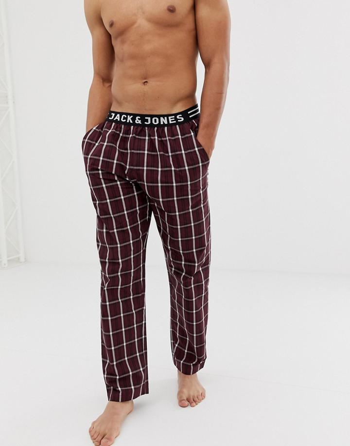Jack & Jones Woven Check Lounge Pant - Red