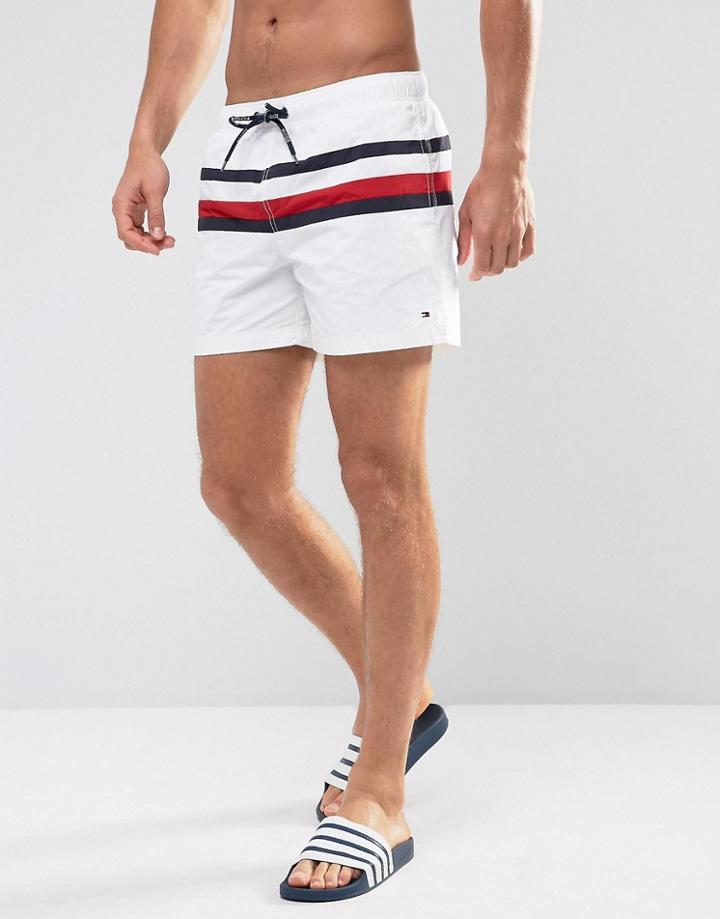 Tommy Hilfiger Swim Shorts Icon Stripe In White - White