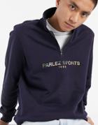 Parlez Nelson Half-zip Embroidered Sweatshirt In Navy