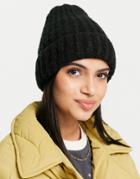 Pieces Textured Ribbed Beanie In Black