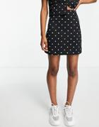 Asos Design Quilted Mini Skirt In Mono Spot Print - Part Of A Set-multi