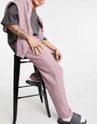 Asos Design Set Oversized Jumbo Waffle Sweatpants In Lilac-pink