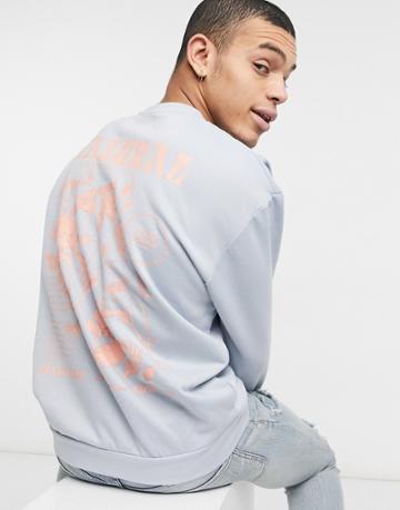 Sixth June Natural Back Print Sweatshirt In Blue-blues