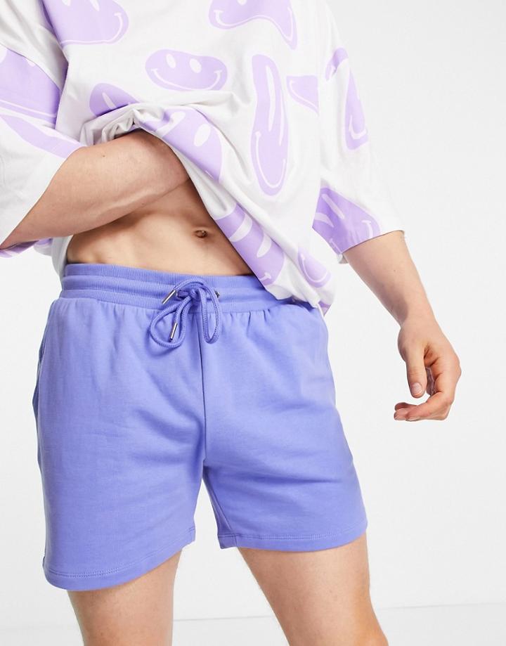 Asos Design Slim Shorts In Purple - Part Of A Set-blues
