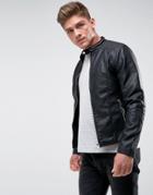 Barney's Originals Faux Leather Biker Jacket - Black