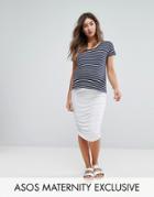 Asos Maternity Pencil Skirt With Ruched Side - White