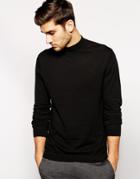 Asos Turtleneck Sweater In Cotton - Black
