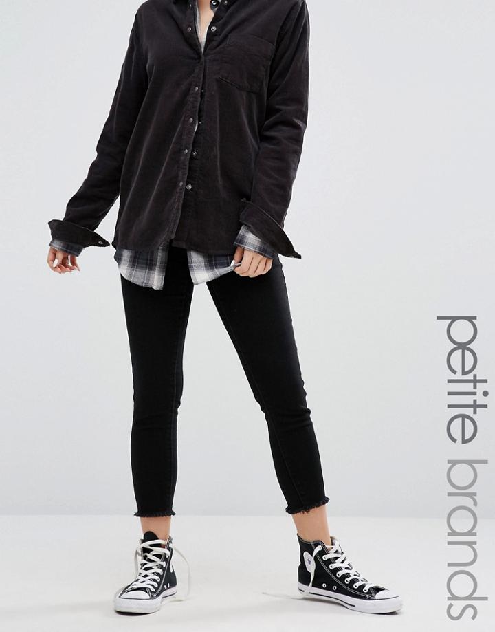 Noisy May Petite Paris Black Freyed Hem Jean - Black