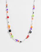 Asos Design Beaded Necklace With Dice-multi