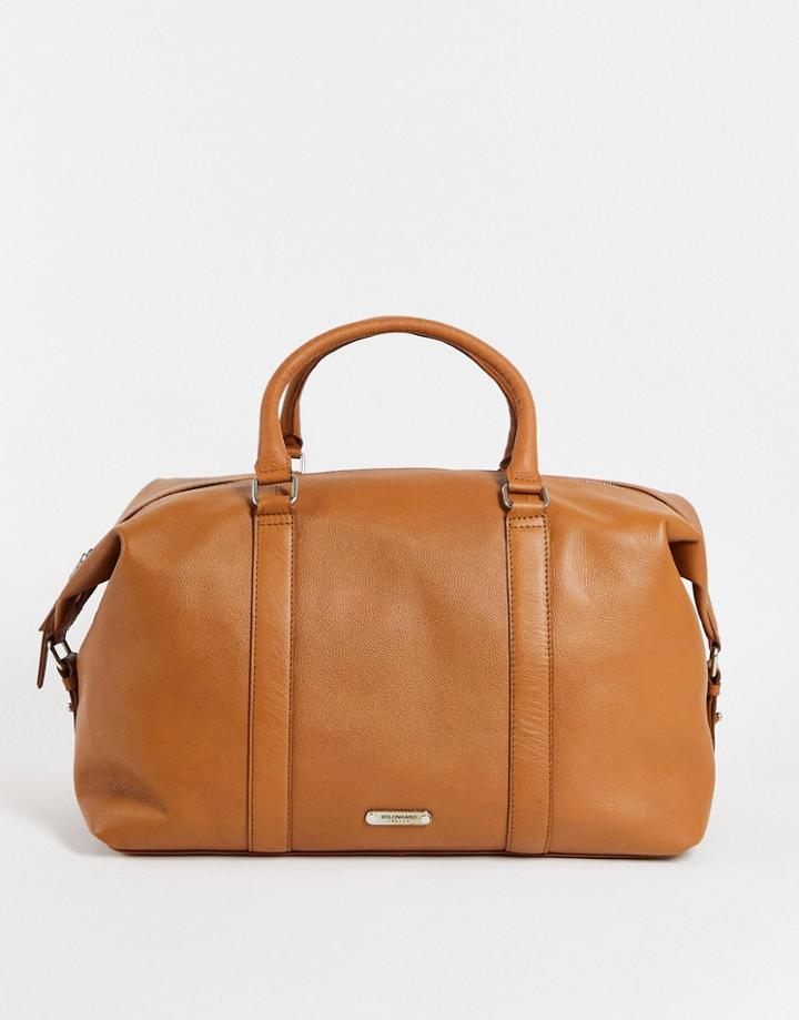 Bolongaro Trevor Soft Grainy Leather Holdall In Tan-brown