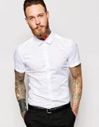Asos Skinny Fit Shirt In White With Short Sleeves - White