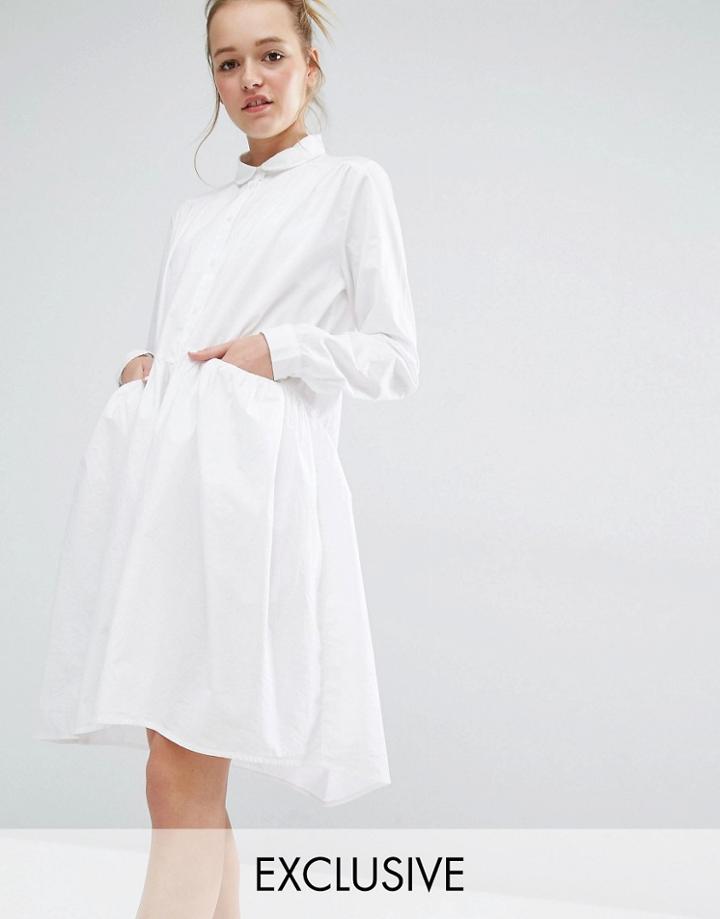 Monki Exclusive Smock Dress - White