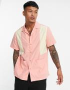 Asos Design Patchwork Bowling Shirt With Revere Collar In Pink