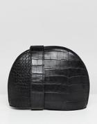 Asos Design Large Croc Half Moon Cross Body Bag - Black
