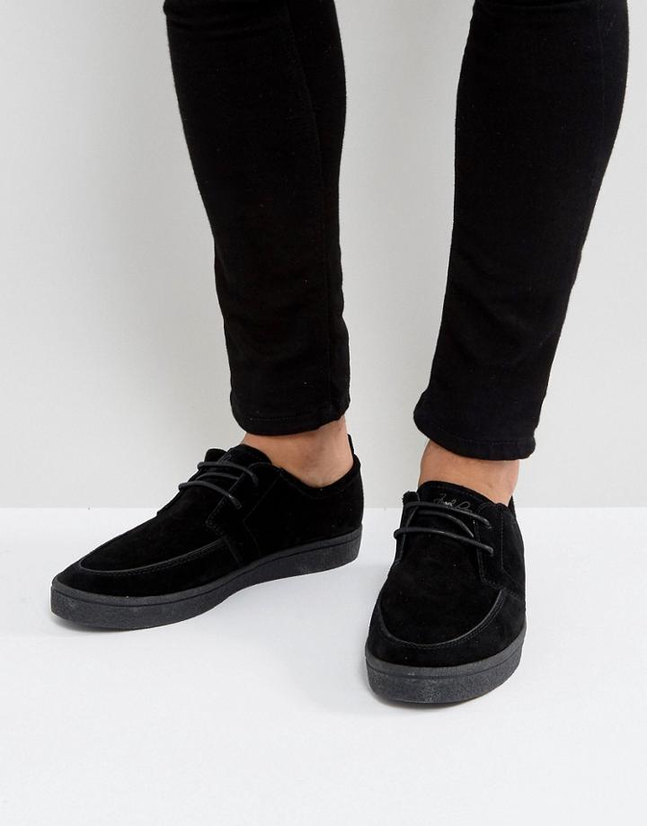 Fred Perry Shields Suede Crepe Sneakers In Black - Black