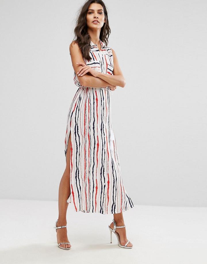 Unique 21 Striped Longline Maxi Shirt Dress - Multi