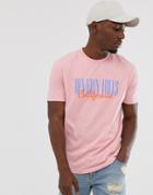 Asos Design T-shirt With City Text Print - Pink