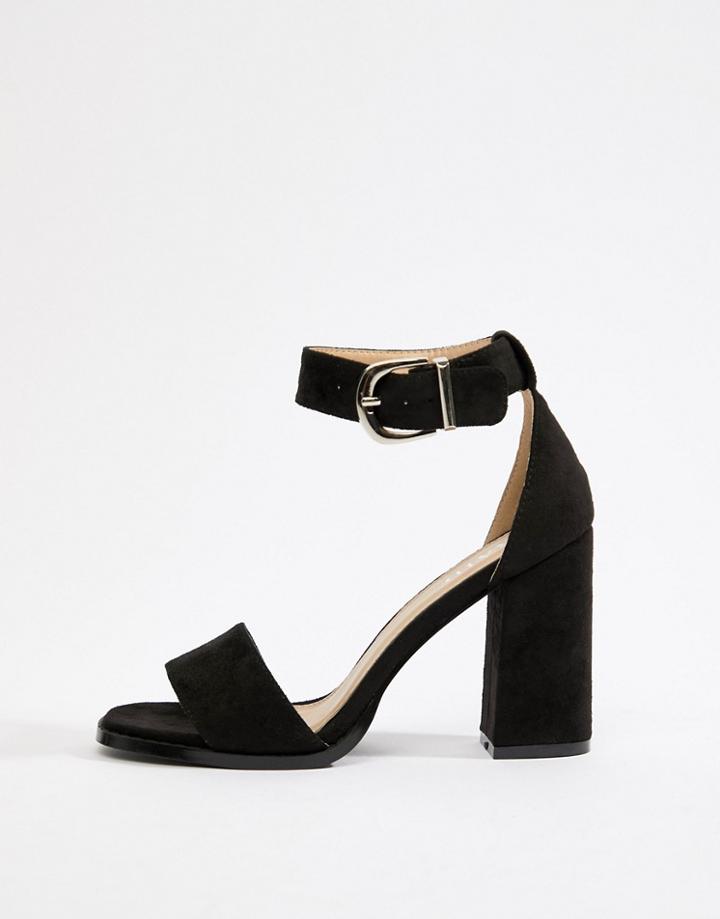 Raid Fleur Black Block Heeled Sandals - Black