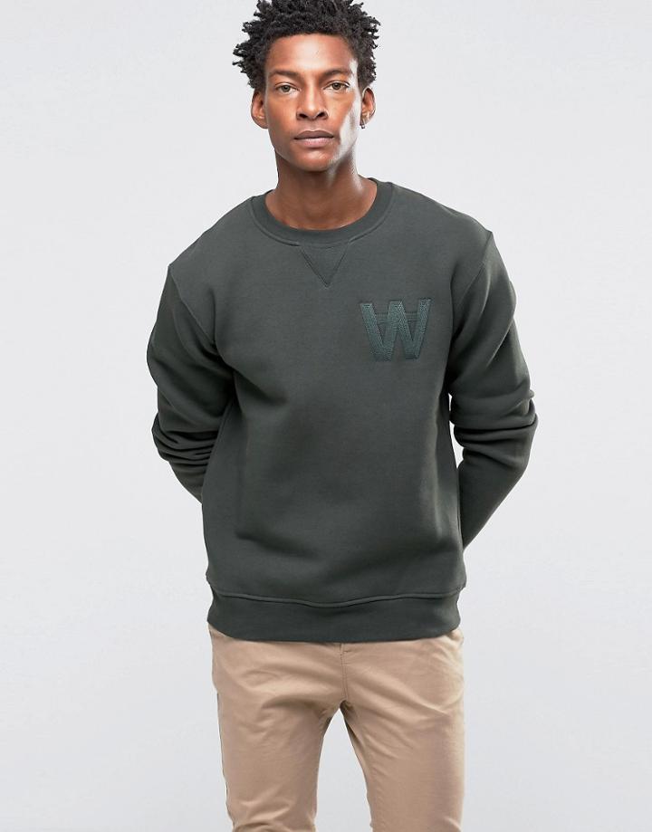 Wood Wood Houston Sweatshirt Aa Logo Embroidery - Green