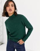Vila Knitted Sweater With Roll Neck In Dark Green