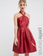 Vero Moda Petite Satin Halterneck Dress - Red