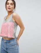 Qed London Lace Detail Tank - Pink