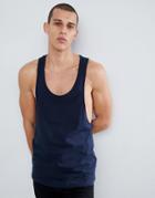 Asos Design Tank With Extreme Racer Back In Navy - Navy
