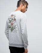Bando Harmony Printed Lily Sweater In Back Print - Gray