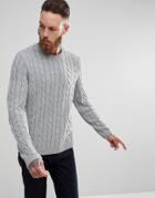 Asos Cable Knit Sweater In Gray - Gray