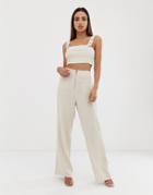 Parallel Lines High Waist Pants With Zip Detail Two-piece - Beige