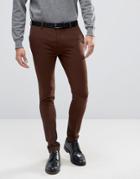 Asos Extreme Super Skinny Smart Pants In Dark Brown - Brown