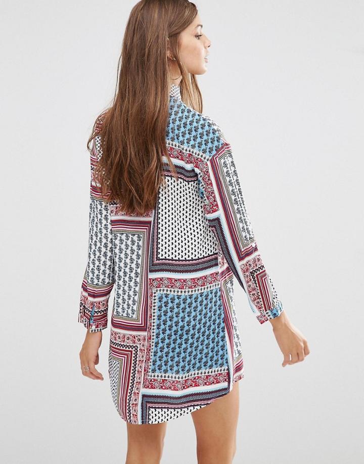 Influence Oversized Shirt Dress - Multi