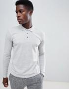 Selected Homme Long Sleeve Polo Shirt In Slim Fit - Gray