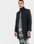 Twisted Tailor Coat With Funnel Neck In Gray - Gray