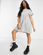 Brave Soul Lara Smock Dress In Gray-grey