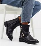 Simply Be Wide Fit Biker Boot In Black With Buckle Detail