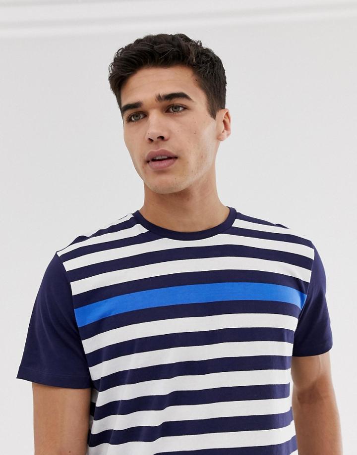 Esprit T-shirt In Multi Tone Stripe In Blue - Red