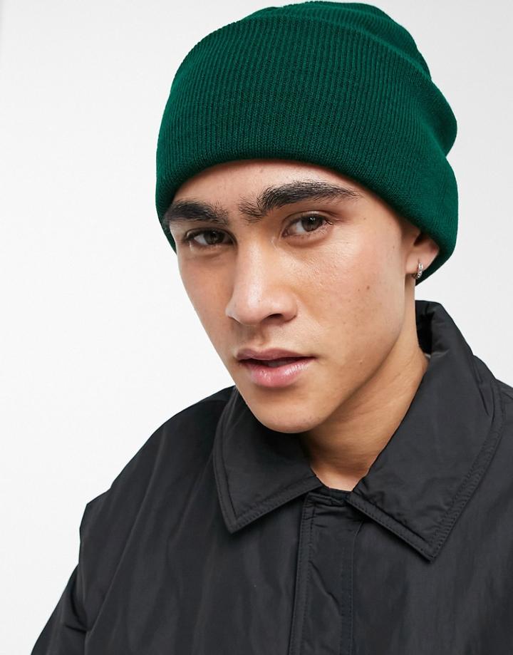 Asos Design Beanie In Emerald Green