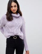 Miss Selfridge Roll Neck Sweater In Lilac - Purple