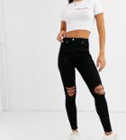 Parisian Tall Skinny Jeans With Ripped Knee In Black